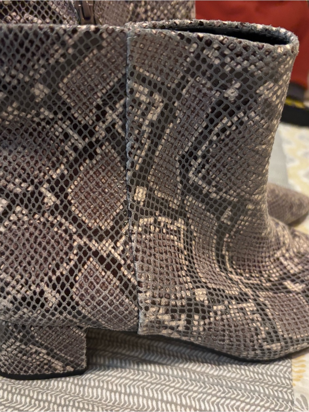 Corso Como Gray Snake-Print Heeled Ankle Boots